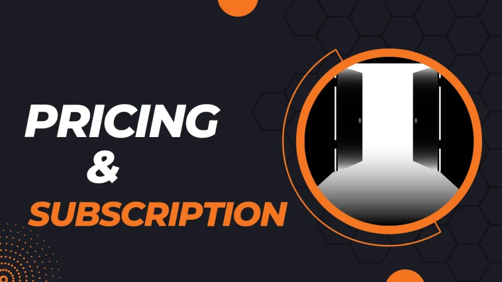"Pricing and Subscription graphic with open doors